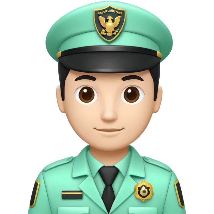 Fonction Publique (Public Service), 3D techy icon with black and mint green (#B5F4D3) color scheme, government worker with badge emoji
