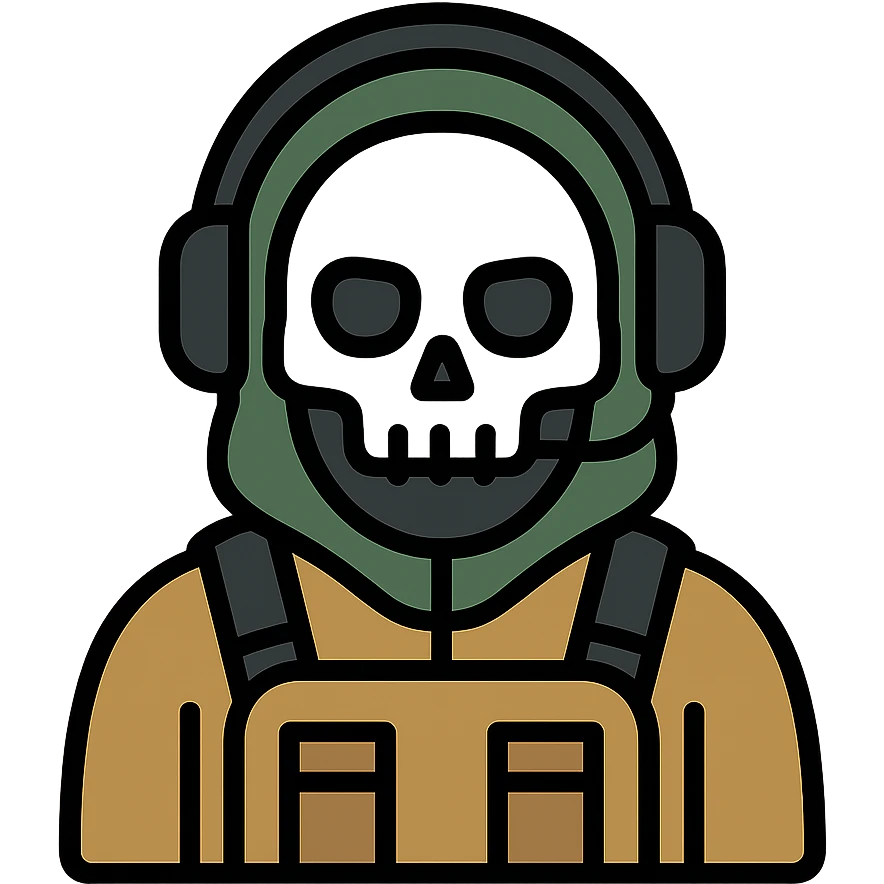 Call of Duty Ghost character with skull mask, tactical military outfit emoji