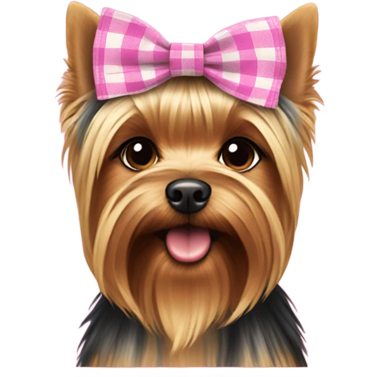 Make a york shire with pink plaid emoji