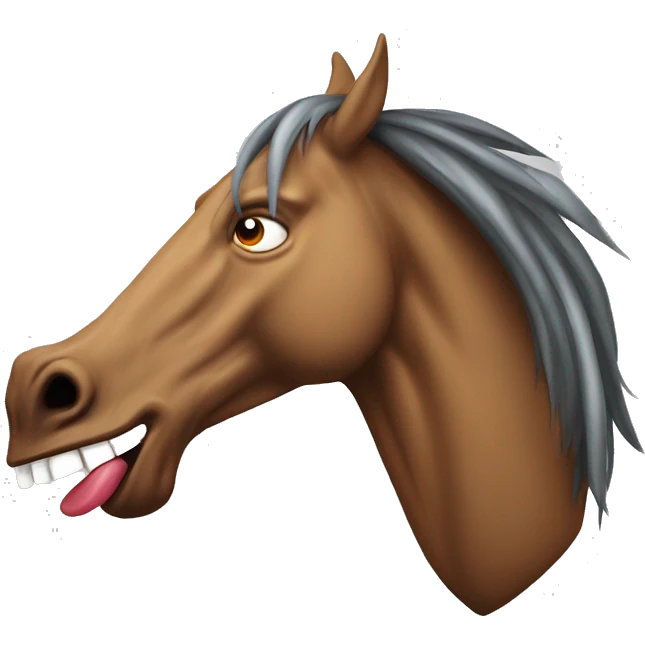 unhinged crazy long horse head with tongue sticking out emoji