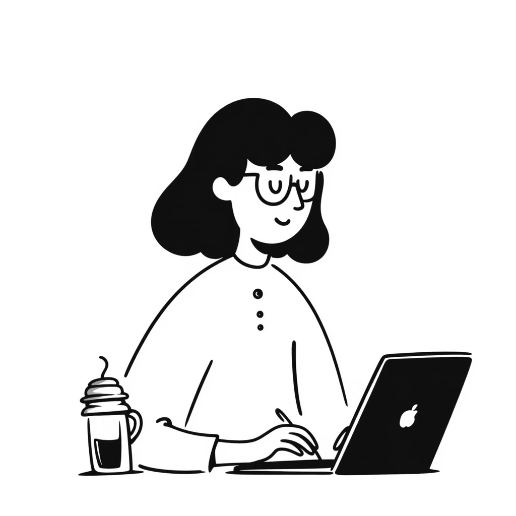 blonde writer woman wearing glasses working on a laptop emoji