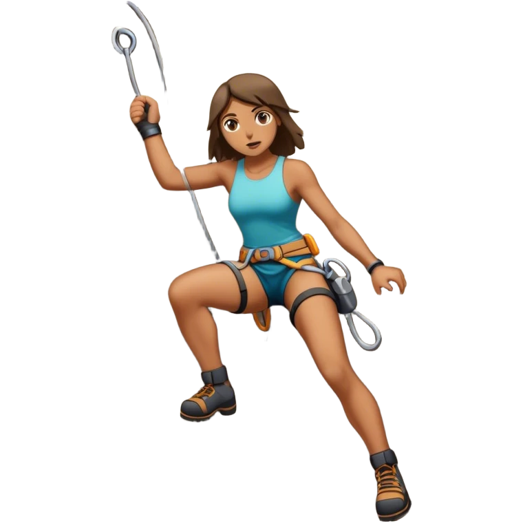 a badass girl lead-climbing a rocky cliff  emoji