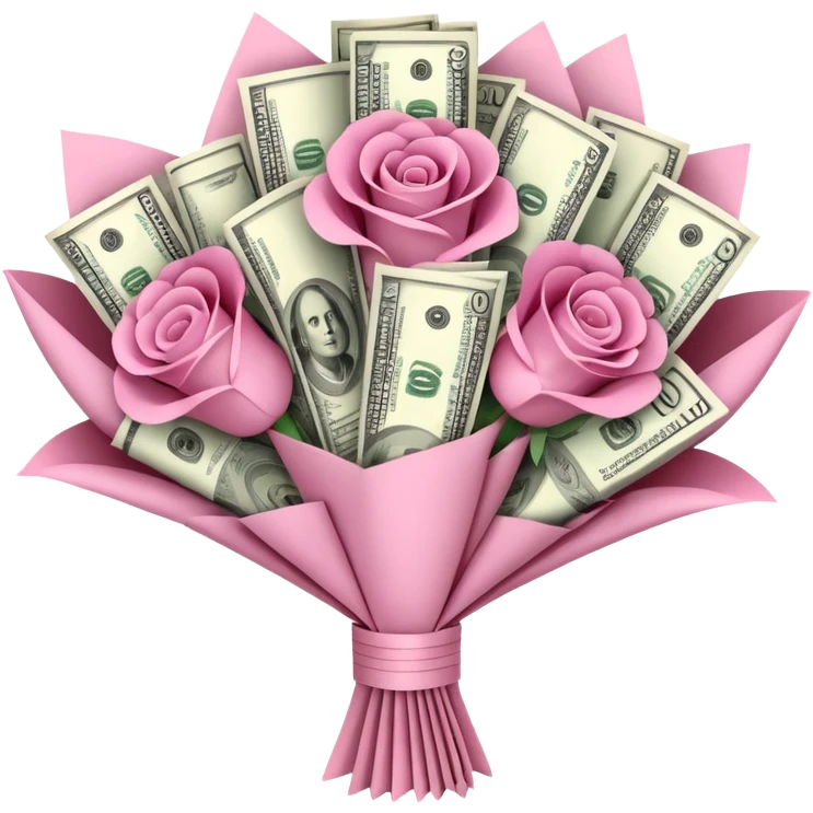 big pretty pink bouquet made of money emoji