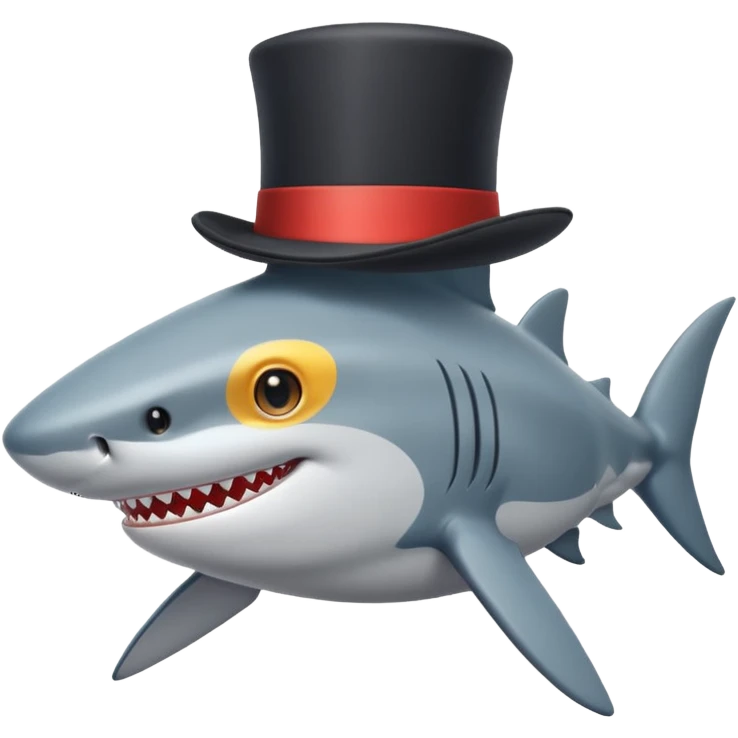 Shark with a top hat emoji