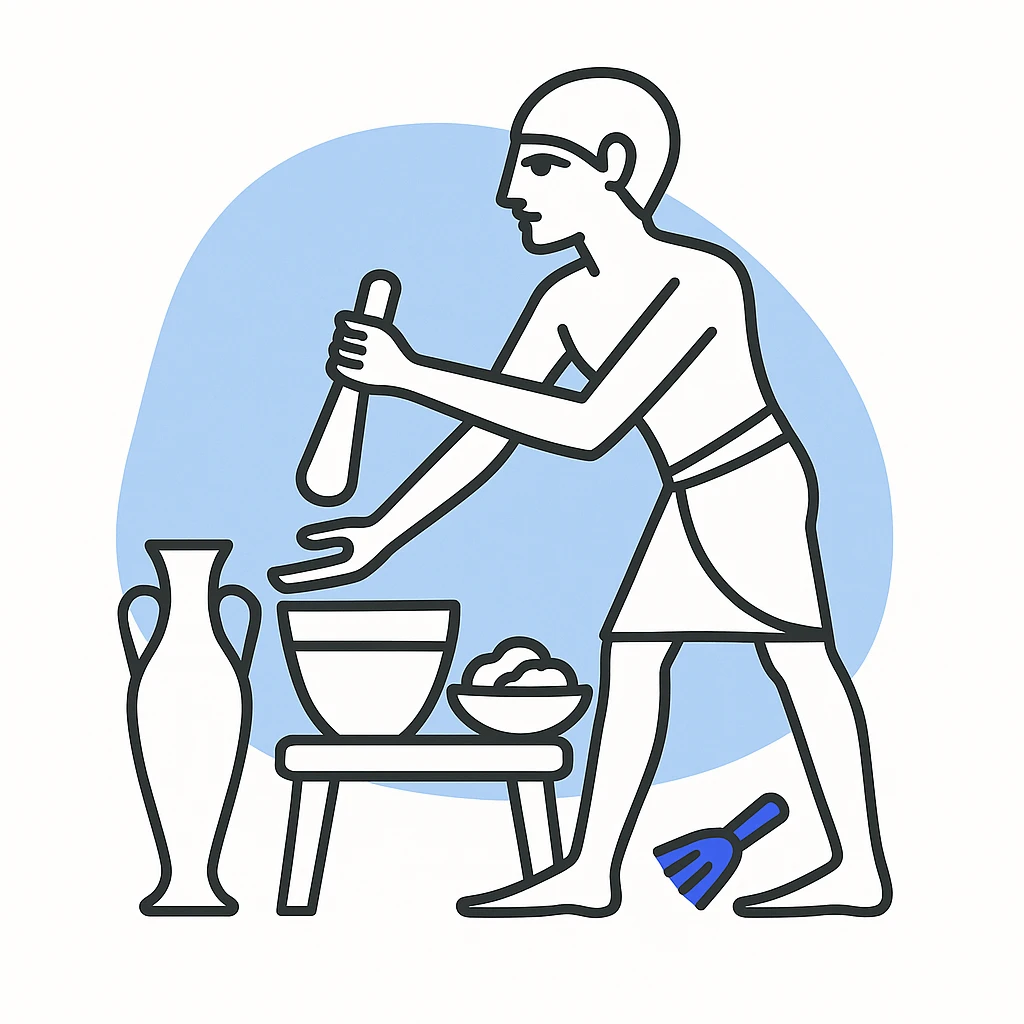 ancient Egyptian cooking scene in hieroglyphic style emoji