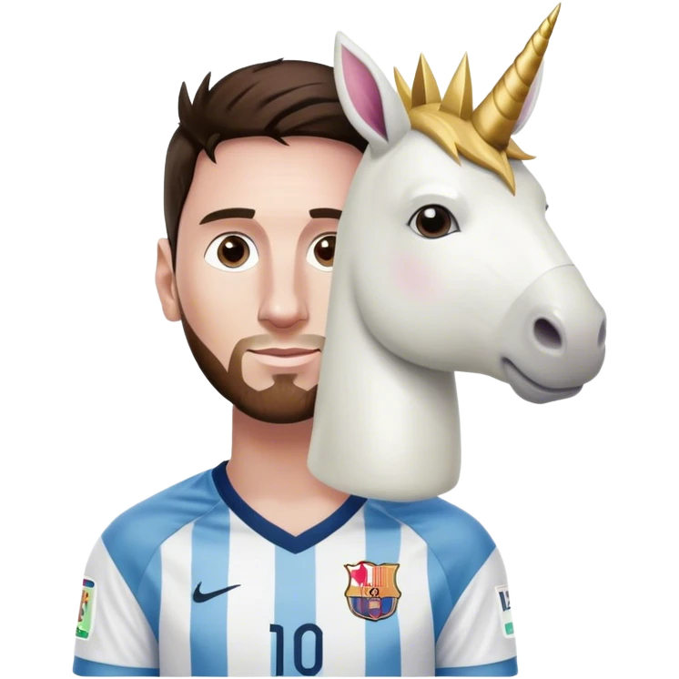 Fais-moi un bonhomme avec le corps d’une licorne et la tête de Messi emoji