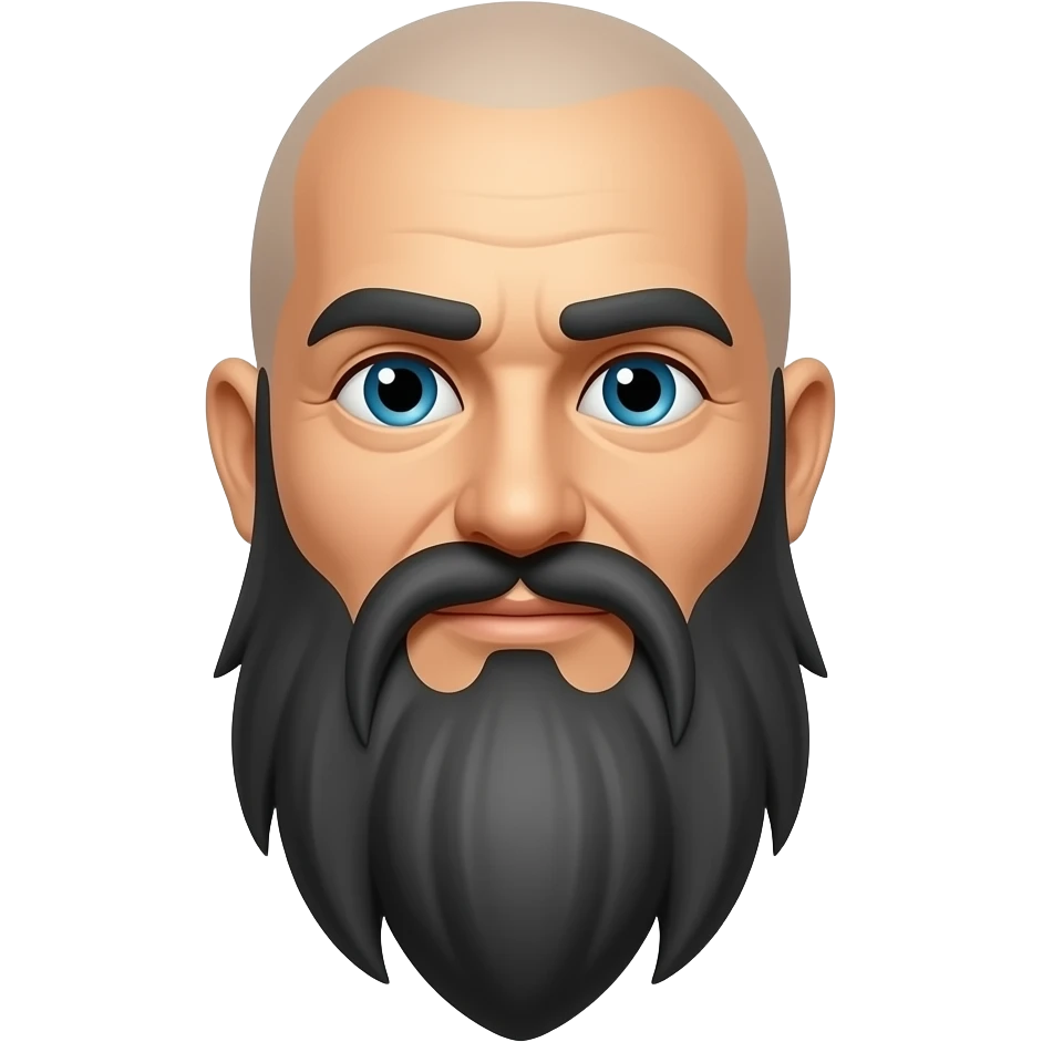 An emoji of a robotic yogi, long beard, moustache, clean white background emoji