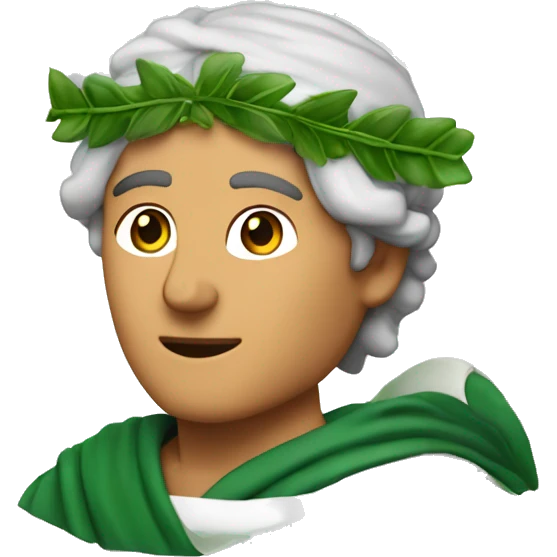 Dante Alighieri with a green laurel wreath on his head and holding a scroll in his hand emoji