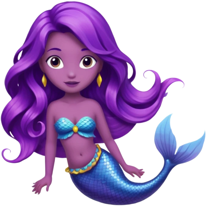 Purple tail mermaid with fish pet emoji