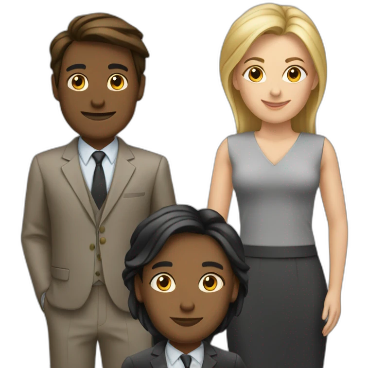 two females and one male looking smart, data people emoji