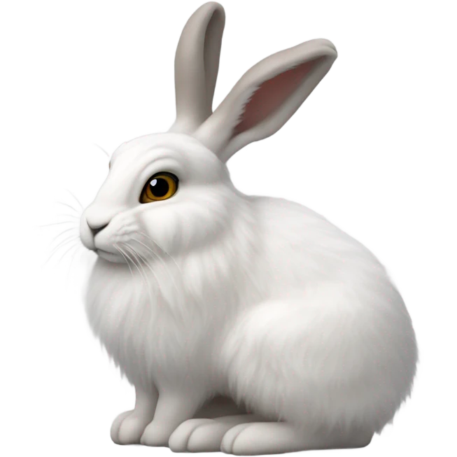 snowshoe hare very fluffy with no feet laying down, side view emoji
