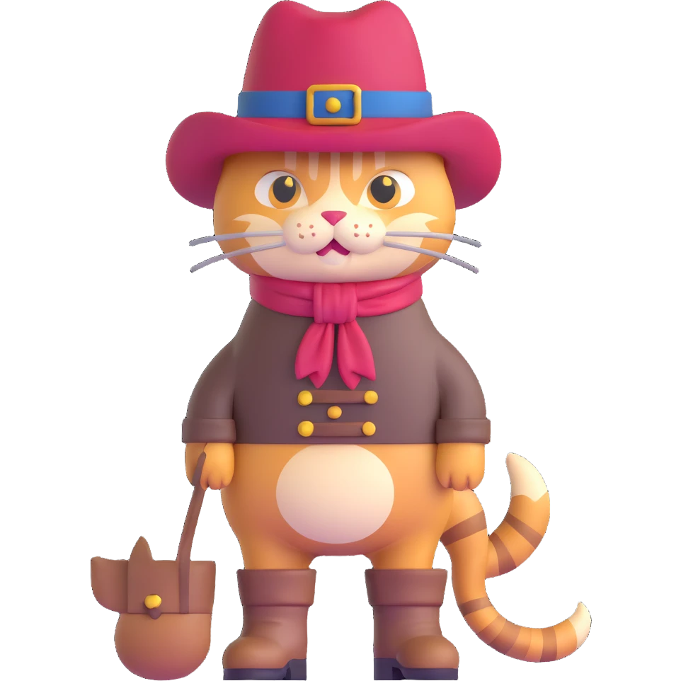 Puss in Boots with a hat and boots emoji
