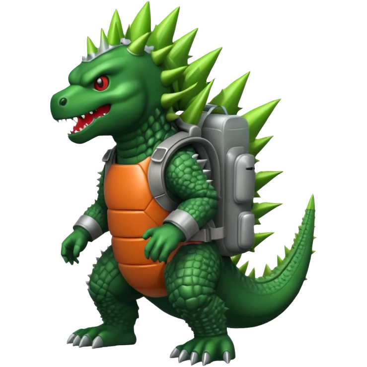 Godzilla wearing a rocket pack emoji