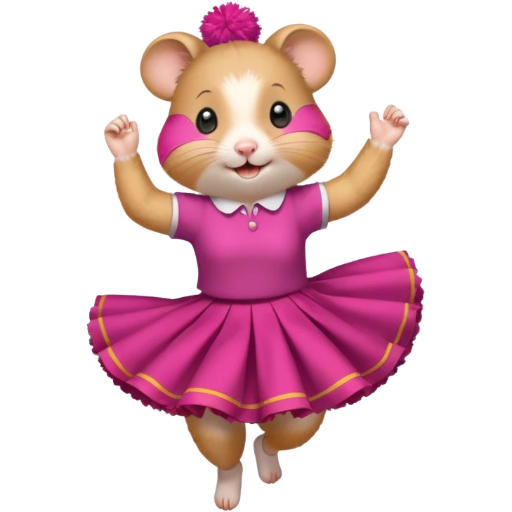 hamster girl dancing with skirt holging ponpon emoji