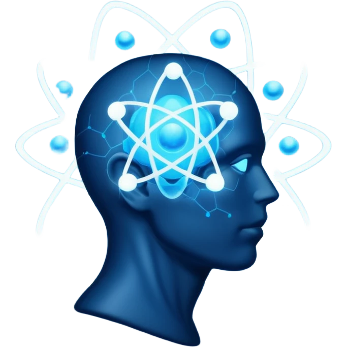 human head silhouette with atom symbol inside emoji