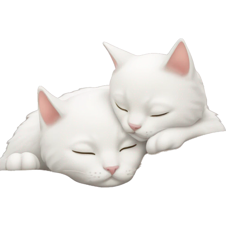 Two white cats sleeping and hugging each other  emoji