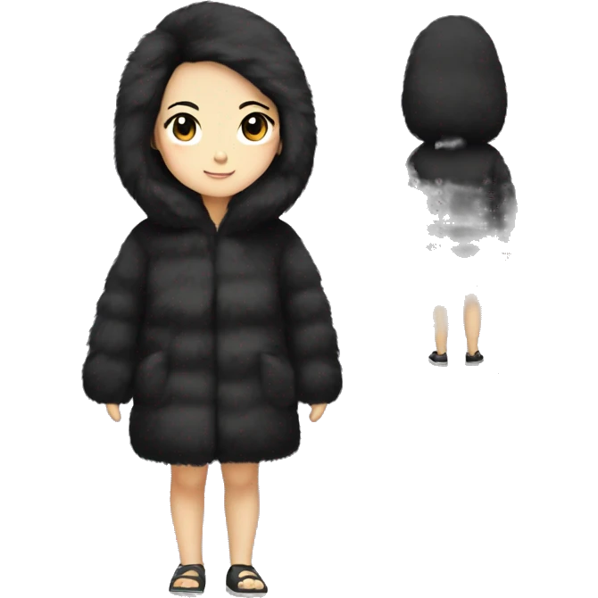full body asian girl with black hair and full furrcoat emoji