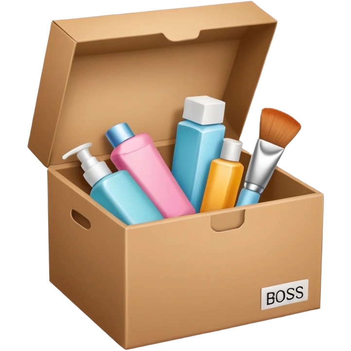 box with a label (on the label there are beauty products icon) emoji