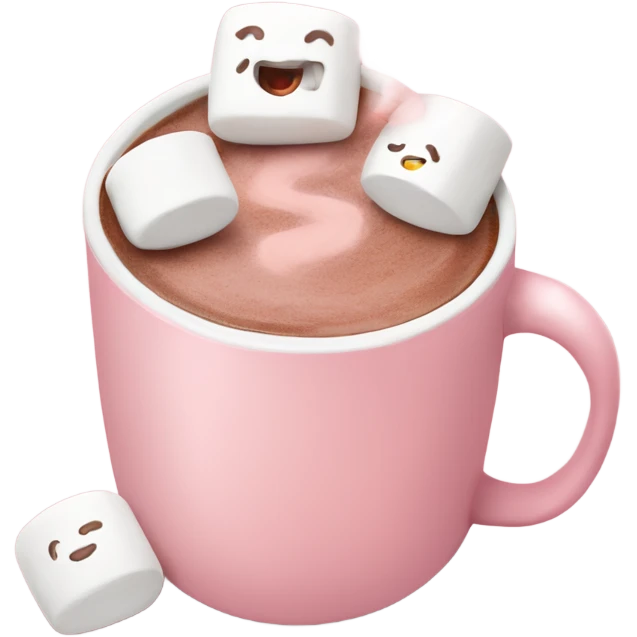 light pink mug of hot chocolate with marshmallows  emoji