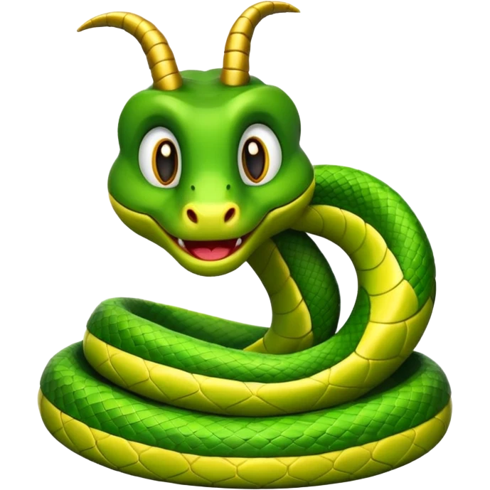 Green Cartoon snake with horns  emoji