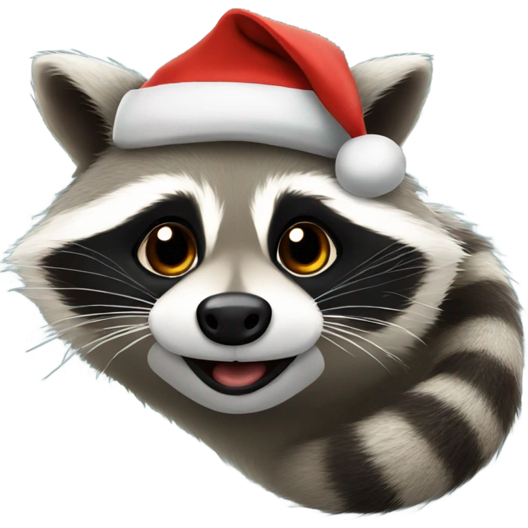 Fat Raccoon with Santa hat emoji