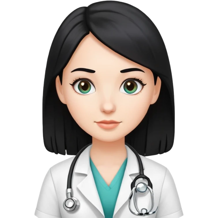 white girl with black hair doctor emoji