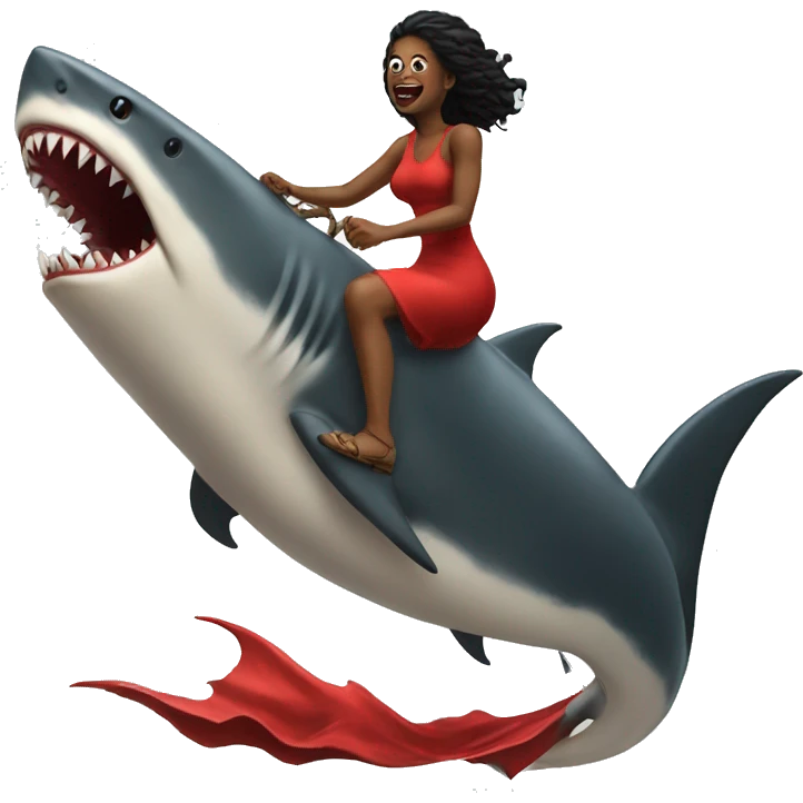 Woman devil riding a huge shark  emoji