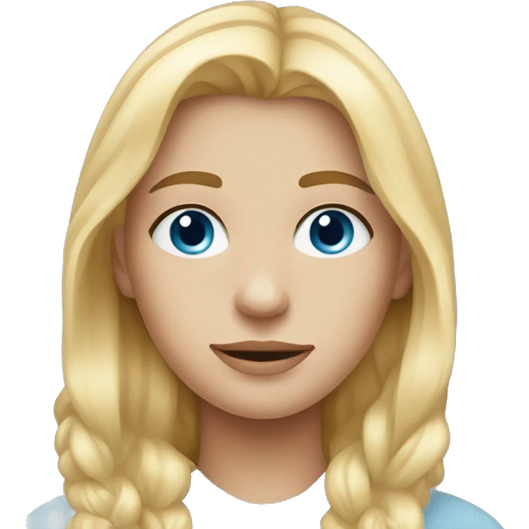 Blonde girl with blue eyes and a light Blue Pullover. emoji