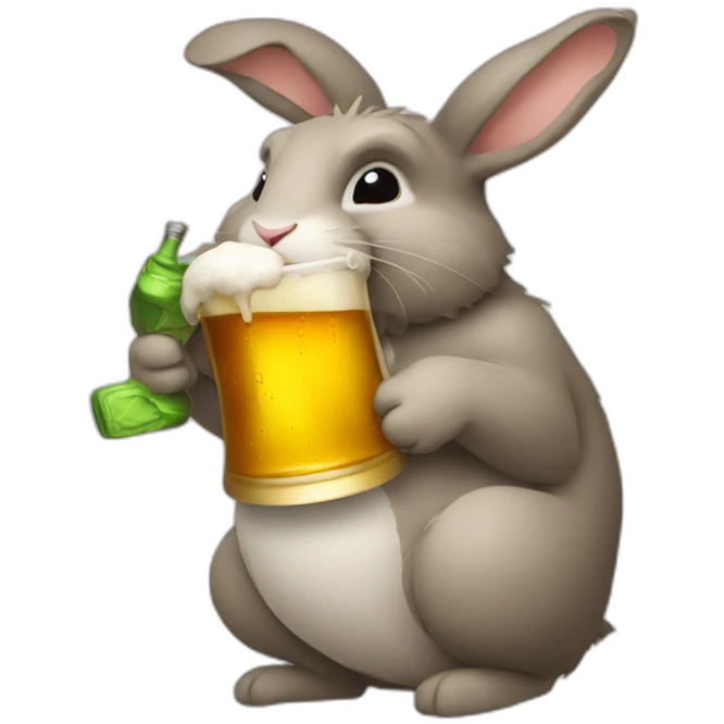 Old bunny drinking beer emoji