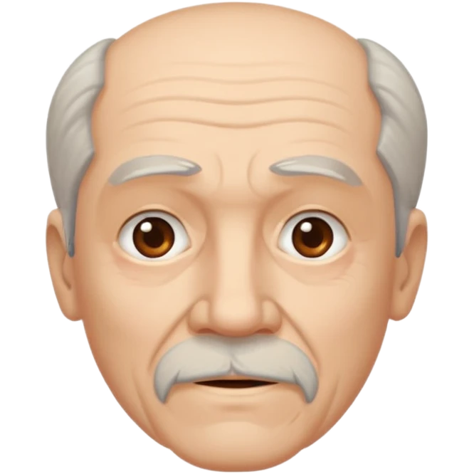 Old cold distant old man with dark hair & a go te emoji