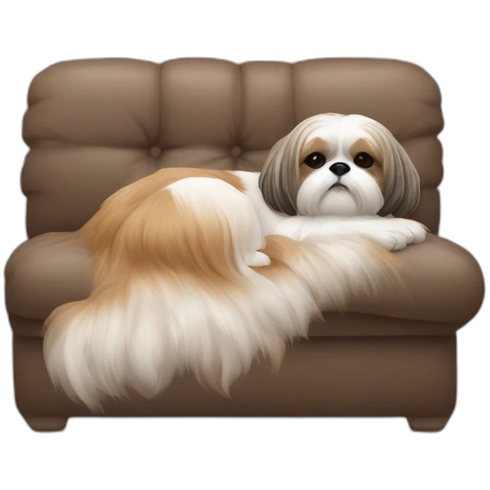 Shih tzu dog and human lady sleeping on couch emoji