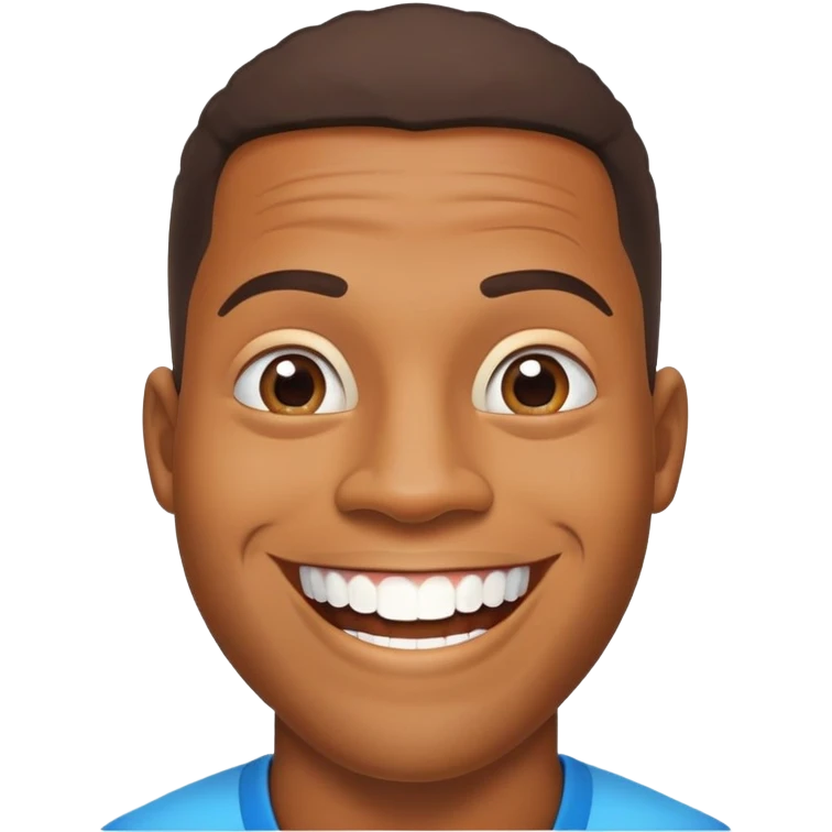 smiling black man with big teeth, standard male haircut, oval face, Rio de Janeiro theme, no glasses, carioca emoji