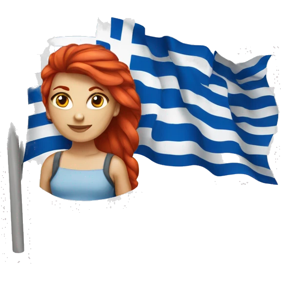 a red hair female ice peak with greek flag emoji