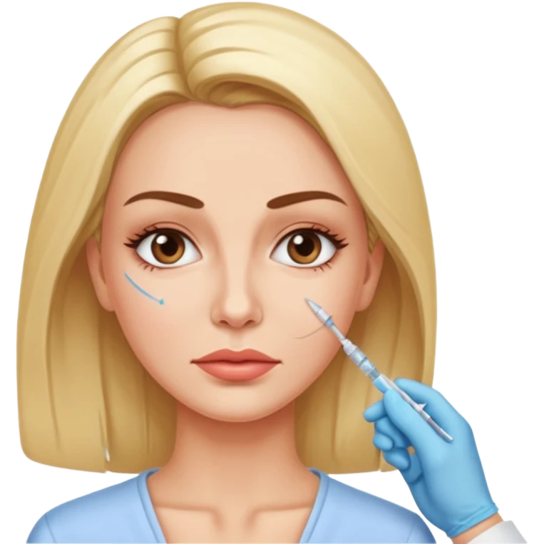 Woman taking a botox only one injection in the face emoji