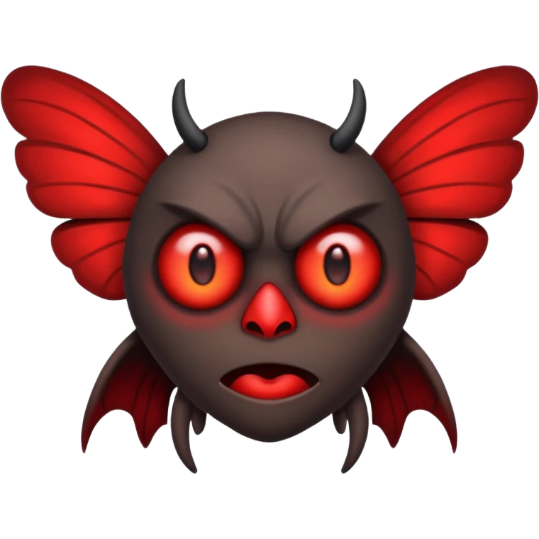 Create a scary emoji of the mothman with bright red eyes emoji