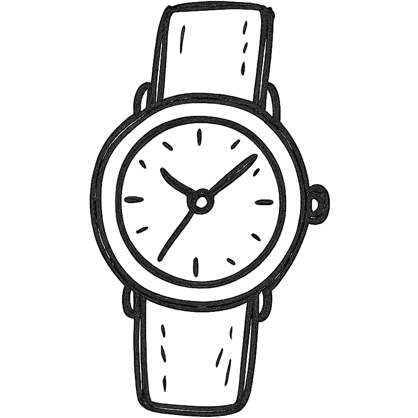 watch, hand-drawn outline icon, sketchy, casual emoji
