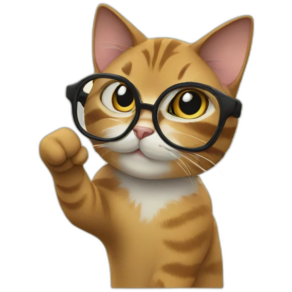 cat nerd glasses finger up emoji