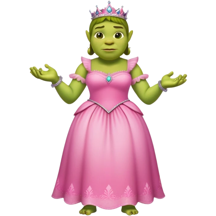Shrek with a pink princess dress emoji