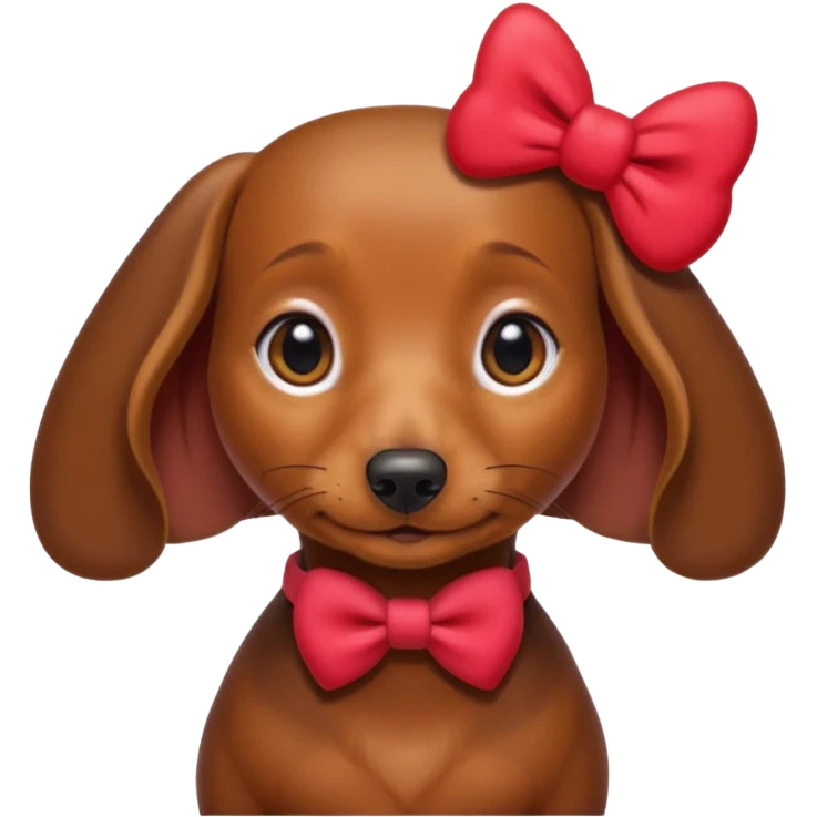 Female Dachshund with red hello kitty bow on her right ear emoji