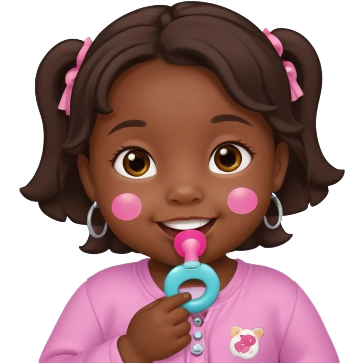 a baby girl with pacifier and dark skin emoji