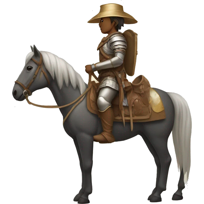 a nomadic soldier on a horse from the side emoji