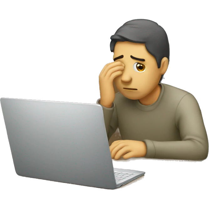 sad man at computer emoji