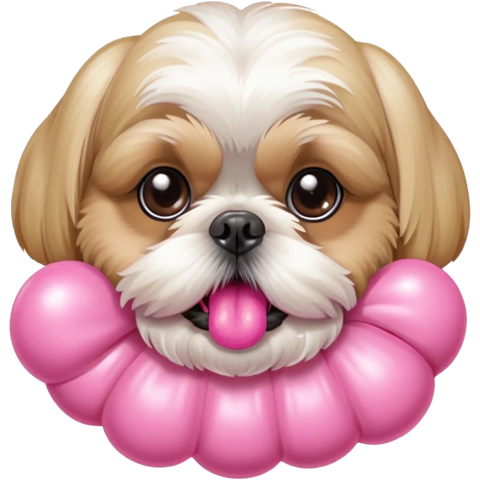 Blonde Shih tzu blowing bubblegum from its mouth emoji