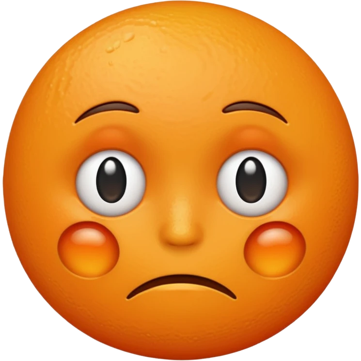 Orange with sad face emoji