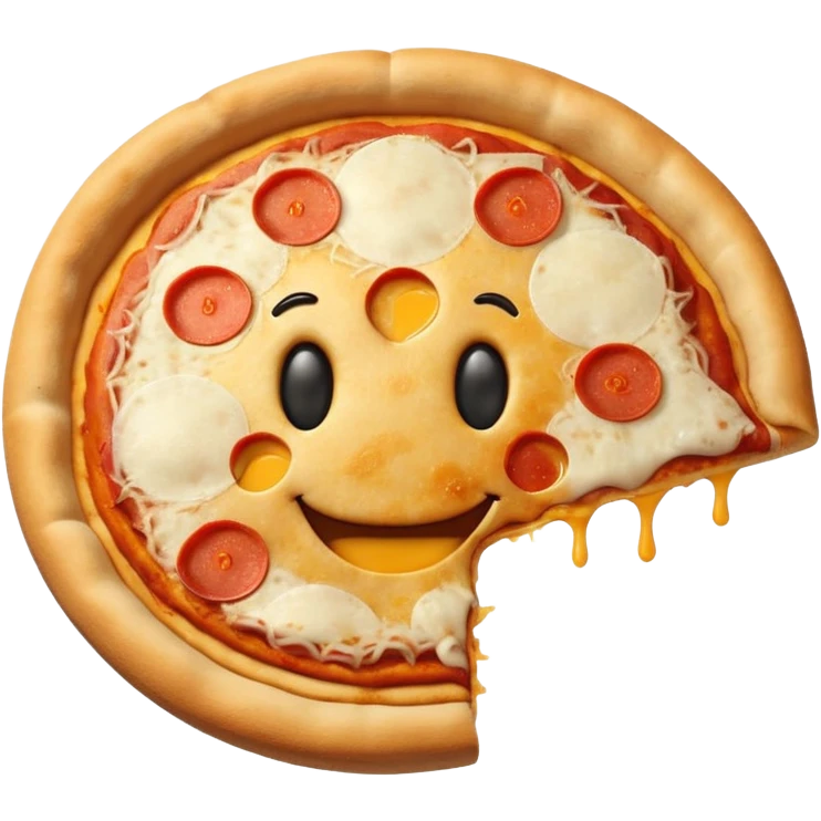 a whole pizza with a big smiley face, fun and friendly emoji