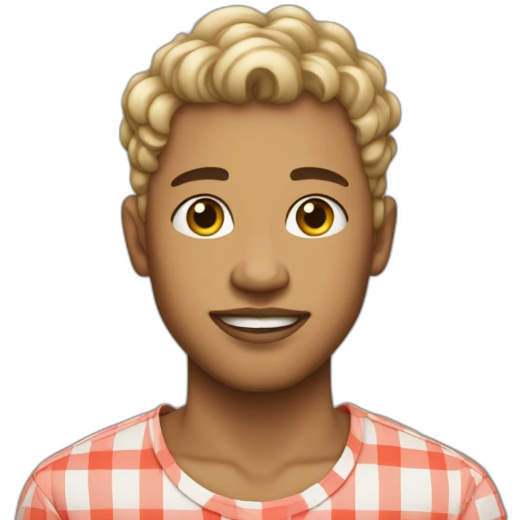 light skin teen with cheslied jaw line in a cool shirt emoji