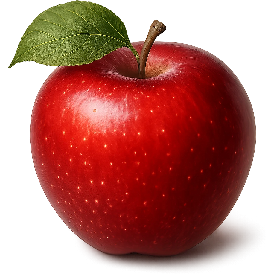red apple with a leaf, vibrant and detailed, general style emoji