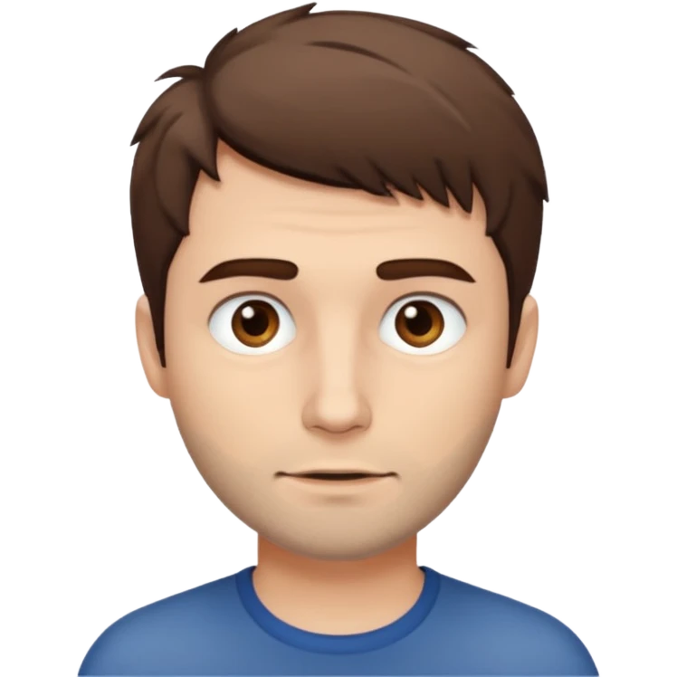 Create an emoji of a man with white skin and short brown but slightly messy hair emoji