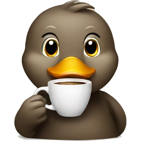 A duck drinking coffee looking satisfied emoji
