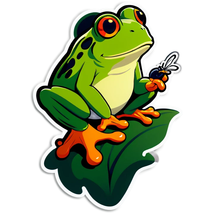 Frog eating a fly emoji